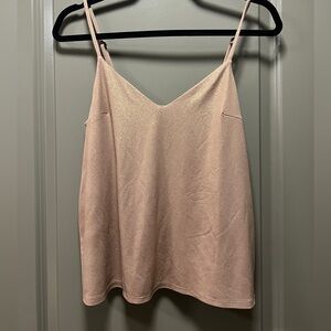 NWOT Express V-Neck Downtown Metallic Cami Rose Gold Size Small